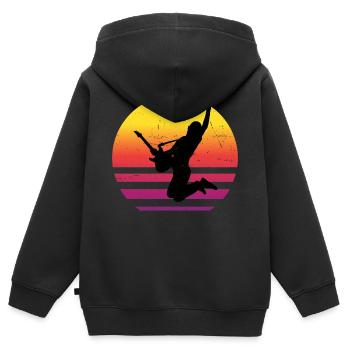 E-gitarre Herren akustische gitarre Gitarrenspiele - Kinder Premium Organic Zip Hoodie - Schwarz - Hinten - AI Model Kid Male (0cm)