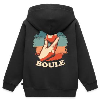 Boules de boule pour Bouler Boccia Jeu Botcha Boule - Sweat Premium à capuche zippé enfant bio - noir - Dos - AI Model Kid Male (0cm)