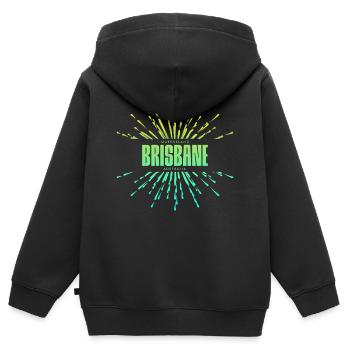 Brisbane, Queensland, Australie - Sweat Premium à capuche zippé enfant bio - noir - Dos - AI Model Kid Male (0cm)
