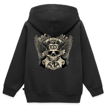 ROCKEN ODER STERBEN - Kinder Premium Organic Zip Hoodie - Schwarz - Hinten - AI Model Kid Male (0cm)