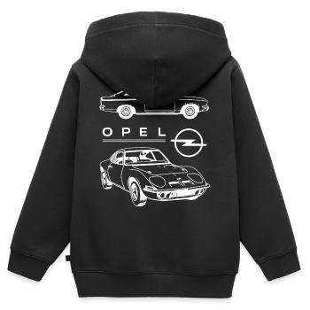 Opel Manta Und Opel GT Design Mit Logo - Kinder Premium Organic Zip Hoodie - Schwarz - Hinten - AI Model Kid Male (0cm)