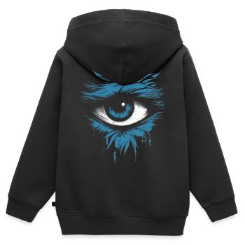 Das geheimnisvolle Auge. Ein Blick aus der Dunkelheit. - Kinder Premium Organic Zip Hoodie - Schwarz - Hinten - AI Model Kid Male (0cm)