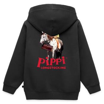Pippi Longstocking Pippi Und Kleiner Onkel - Kinder Premium Organic Zip Hoodie - Schwarz - Hinten - AI Model Kid Male (0cm)