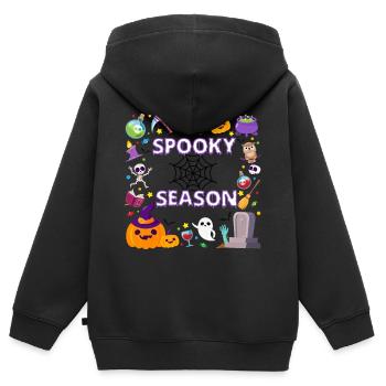 Halloween Spooky Season - Sweat Premium à capuche zippé enfant bio - noir - Dos - AI Model Kid Male (0cm)