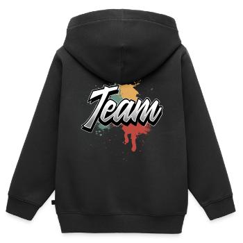 Équipe - Sweat Premium à capuche zippé enfant bio - noir - Dos - AI Model Kid Male (0cm)