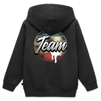 Équipe - Sweat Premium à capuche zippé enfant bio - noir - Dos - AI Model Kid Male (0cm)