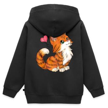 Niedliche Katze mit herzigem Blick Geschenkidee - Kinder Premium Organic Zip Hoodie - Schwarz - Hinten - AI Model Kid Male (0cm)