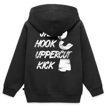 Drôle de kickboxeur - Sweat Premium à capuche zippé enfant bio - noir - Dos - AI Model Kid Male (0cm)