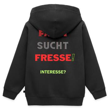 FAUST SUCHT FRESSE! Design GESCHENKIDEE - Kinder Premium Organic Zip Hoodie - Schwarz - Hinten - AI Model Kid Male (0cm)