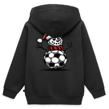 Snowman with Christmas Soccer Balls - Kids Premium Organic Zip-up Hoodie - black - Back - AI Model Kid Male (0cm)