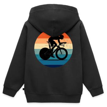Vélo de route Vélo de route Cyclisme de route Cycliste de route - Sweat Premium à capuche zippé enfant bio - noir - Dos - AI Model Kid Male (0cm)