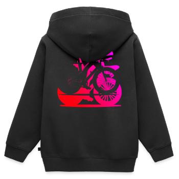 Femme Route Route Cyclistes Route Vélo Route Hommes - Sweat Premium à capuche zippé enfant bio - noir - Dos - AI Model Kid Male (0cm)