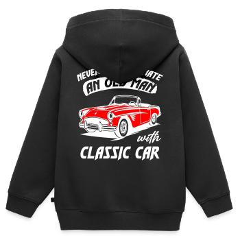 Never Underestimate An Old Man With Classic Car - Kinder Premium Organic Zip Hoodie - Schwarz - Hinten - AI Model Kid Male (0cm)