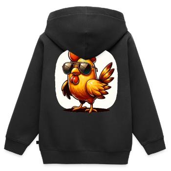 Lustiges Huhn Huhn Lustiges Bild - Kinder Premium Organic Zip Hoodie - Schwarz - Hinten - AI Model Kid Male (0cm)