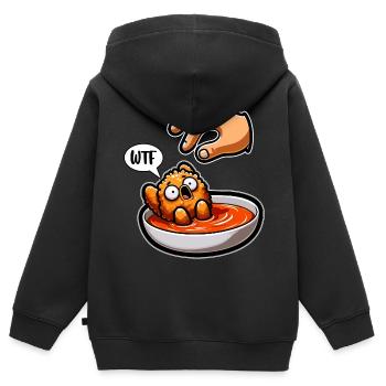 Lustiges gebratenes Huhn Hühnchen Flügel Hühnchen Geschenk - Kinder Premium Organic Zip Hoodie - Schwarz - Hinten - AI Model Kid Male (0cm)