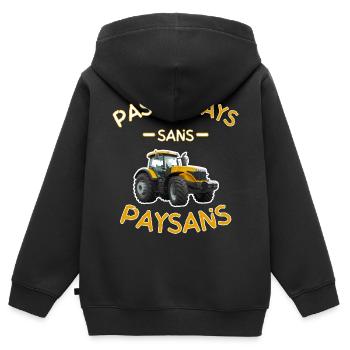 Pas De Pays Sans Paysans Jaune - Sweat Premium à capuche zippé enfant bio - noir - Dos - AI Model Kid Male (0cm)