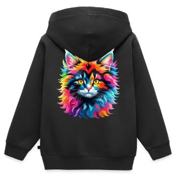 Cat Cat Colorful Rainbow Cute Kids Cute - Kids Premium Organic Zip-up Hoodie - black - Back - AI Model Kid Male (0cm)