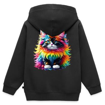 Cat Cat Rainbow Cute Cute Kids - Kids Premium Organic Zip-up Hoodie - black - Back - AI Model Kid Male (0cm)