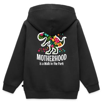 Muttersein ist ein Spaziergang im Park - Kinder Premium Organic Zip Hoodie - Schwarz - Hinten - AI Model Kid Male (0cm)