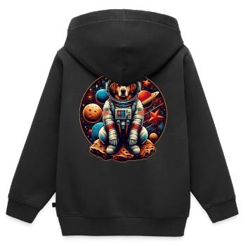 Space Pup Adventure: Astronaut Dog in der Galaxis - Kinder Premium Organic Zip Hoodie - Schwarz - Hinten - AI Model Kid Male (0cm)