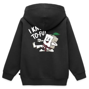 Tofu Lustiges - Kinder Premium Organic Zip Hoodie - Schwarz - Hinten - AI Model Kid Male (0cm)