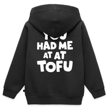 Tofu Lustiges - Kinder Premium Organic Zip Hoodie - Schwarz - Hinten - AI Model Kid Male (0cm)