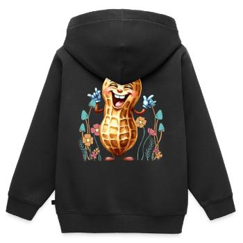 Erdnuss Blumen Natur Naturliebhaber - Kinder Premium Organic Zip Hoodie - Schwarz - Hinten - AI Model Kid Male (0cm)