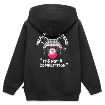 Entspannen Sie sich, wir sind alle verrückt, es ist kein Wettbewerb - Kinder Premium Organic Zip Hoodie - Schwarz - Hinten - AI Model Kid Male (0cm)