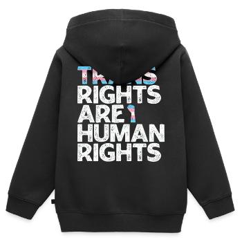 Les droits des personnes trans sont des droits de la personne - Sweat Premium à capuche zippé enfant bio - noir - Dos - AI Model Kid Male (0cm)