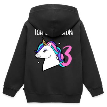 3rd Birthday Unicorn - Kids Premium Organic Zip-up Hoodie - black - Back - AI Model Kid Male (0cm)
