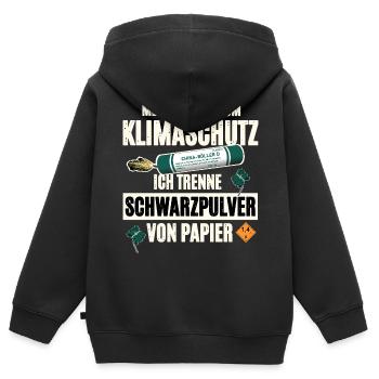 Pyrotechnicien Pyro - Sweat Premium à capuche zippé enfant bio - noir - Dos - AI Model Kid Male (0cm)