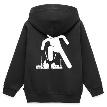 Berlin, c’est une silhouette d’horizon affreuse - Sweat Premium à capuche zippé enfant bio - noir - Dos - AI Model Kid Male (0cm)