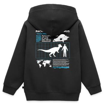 Fiche d’information sur les Pachycéphalosaures - Sweat Premium à capuche zippé enfant bio - noir - Dos - AI Model Kid Male (0cm)