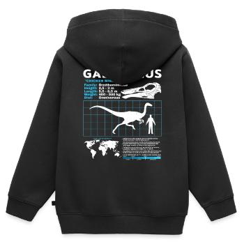 Fiche d’information sur le Gallimimus - Sweat Premium à capuche zippé enfant bio - noir - Dos - AI Model Kid Male (0cm)