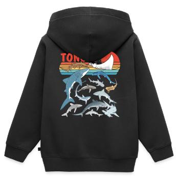 Tonga Haiarten Tigerhai Bullenhai Mantarochen - Kinder Premium Organic Zip Hoodie - Schwarz - Hinten - AI Model Kid Male (0cm)