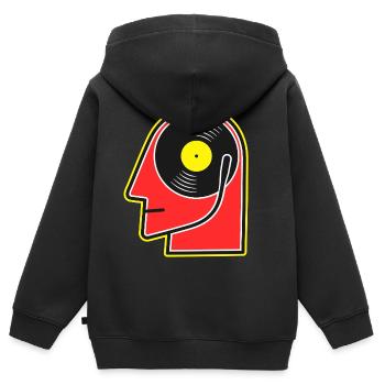 Vinyl-Album-Kopf-Cartoonporträt - Kinder Premium Organic Zip Hoodie - Schwarz - Hinten - AI Model Kid Male (0cm)