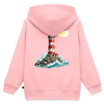 Leuchtturm am Felsenmeer Lichtstrahl - Kinder Premium Organic Zip Hoodie - Rosa - Hinten - AI Model Kid Female (0cm)