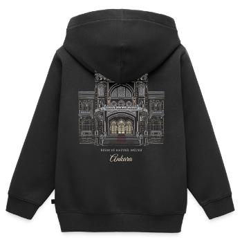 Ankara, Kunstmuseum, Handzeichnung, Türkei - Kinder Premium Organic Zip Hoodie - Schwarz - Hinten - AI Model Kid Male (0cm)