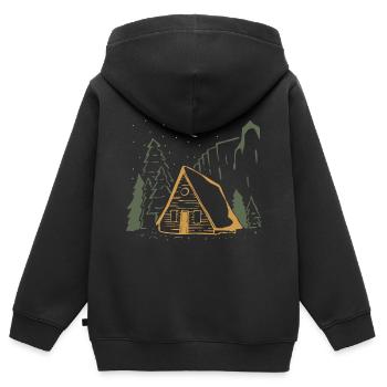 Moonlit Rustic Cabin Night - Kids Premium Organic Zip-up Hoodie - black - Back - AI Model Kid Male (0cm)