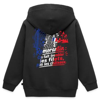 Romorantin Filets Tremblants - Kinder Premium Organic Zip Hoodie - Schwarz - Hinten - AI Model Kid Male (0cm)