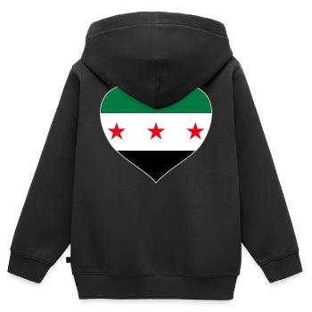 Syria Heart with Syrian Flag for Freedom - Kids Premium Organic Zip-up Hoodie - black - Back - AI Model Kid Male (0cm)