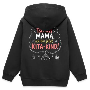Kita-Kind Abschied von Mama - Kinder Premium Organic Zip Hoodie - Schwarz - Hinten - AI Model Kid Male (0cm)