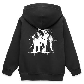 Elephant Street Kunst Weiß - Kinder Premium Organic Zip Hoodie - Schwarz - Hinten - AI Model Kid Male (0cm)