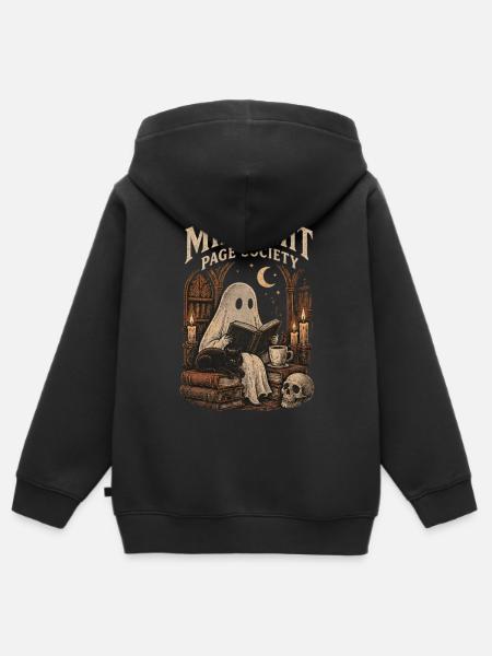 Midnight Page Society – Halloween Ghost - Kinder Premium Organic Zip Hoodie - Schwarz