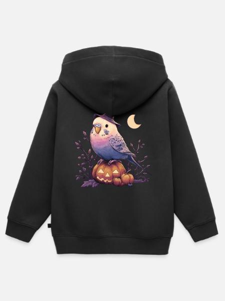 Wellensittich Halloween - Kinder Premium Organic Zip Hoodie - Schwarz