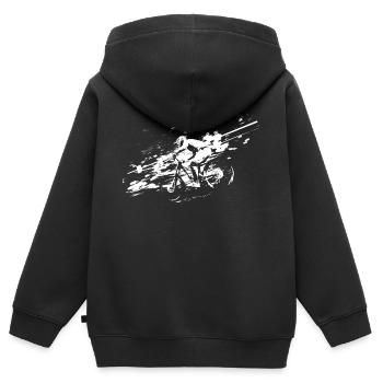 mtb vtt downhill - Sweat Premium à capuche zippé enfant bio - noir - Dos - AI Model Kid Male (0cm)