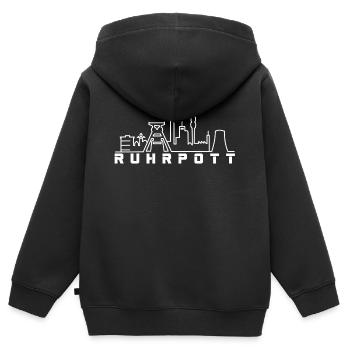 Ruhrpott skyline - Kinder Premium Organic Zip Hoodie - Schwarz - Hinten - AI Model Kid Male (0cm)