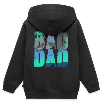 bad dad,dad,graffiti,schwarz,typo,schrift,bunt - Kinder Premium Organic Zip Hoodie - Schwarz - Hinten - AI Model Kid Male (0cm)