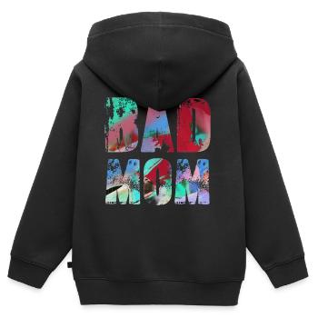 bad mom,mom,graffiti,schwarz,typo,schrift,bunt - Kinder Premium Organic Zip Hoodie - Schwarz - Hinten - AI Model Kid Male (0cm)
