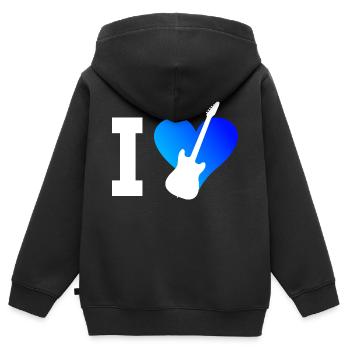 Guitariste Guitariste Guitariste Guitar Men - Sweat Premium à capuche zippé enfant bio - noir - Dos - AI Model Kid Male (0cm)